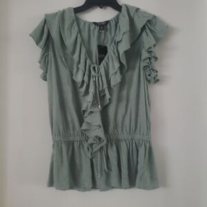 Ralph Lauren Ruffled Sage Blouse